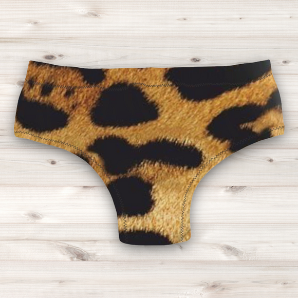 Men's Wrestling Trunks - Natural Leopard Spot Print