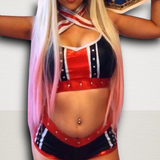 Women's Wrestling Crop Top and Booty Shorts Set - Alexa Cosplay Blue