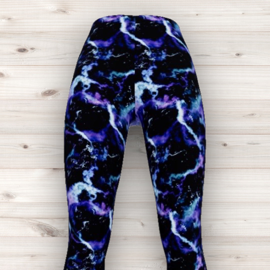 Men s Wrestling Tights Purple Marble Lightning Print