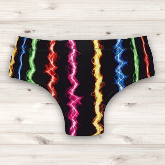 Men's Wrestling Trunks - Electric Stripe Print