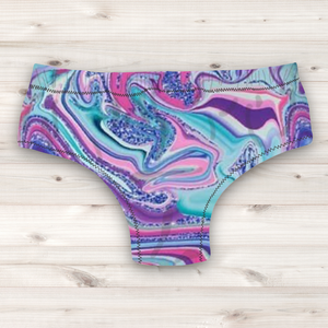 Men's Wrestling Trunks - Purple Marble Print