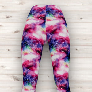 Men's Wrestling Tights - Purple Galactic Print