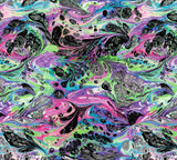 an abstract painting with many colors and shapes