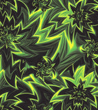 a green and black background with a bunch of flowers