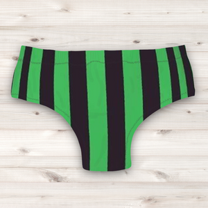 Men's Wrestling Trunks - Green and Black Stripe Print