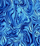 a blue and black background with wavy lines