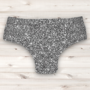 Men's Wrestling Trunks - Silver Glitter Print