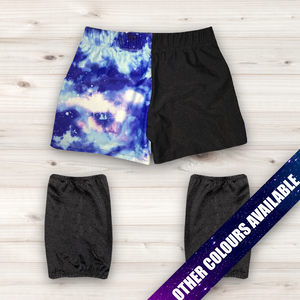 Men's Wrestling Biker Shorts and Knee Pad Covers Set- Half Galaxy Print