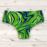 Men's Wrestling Trunks - Green Tiger Swirl Print