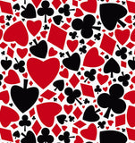 a red and black pattern of playing cards