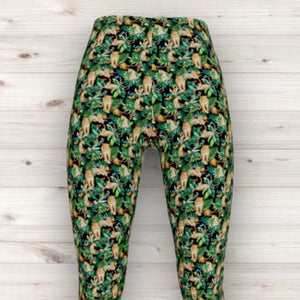 Men's Wrestling Tights - Green Jungle Print