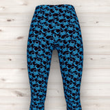 Men's Wrestling Tights - Blue Skull Print