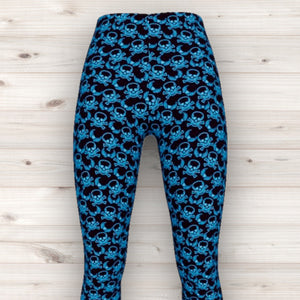Men's Wrestling Tights - Blue Skull Print