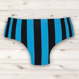 Men's Wrestling Trunks - Blue and Black Stripe Print