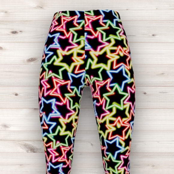 Men's Wrestling Tights - Neon Star Print