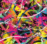 a colorful painting with lots of paint splattered on it