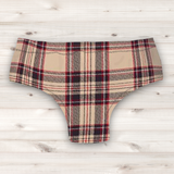 Men's Wrestling Trunks - Beige Tartan Print