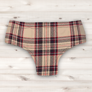 Men's Wrestling Trunks - Beige Tartan Print