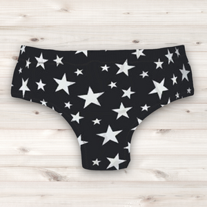 Men's Wrestling Trunks - Black and White Star Print