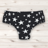 Men's Wrestling Trunks - Black and White Star Print