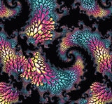a black background with colorful swirls and swirls