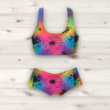 Women's Wrestling Crop Top and Booty Shorts Set - Crasher Print