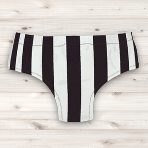 Men's Wrestling Trunks - Black and White Stripe Print