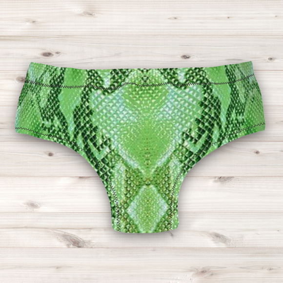 Men's Wrestling Trunks - Green Reptile Skin Print