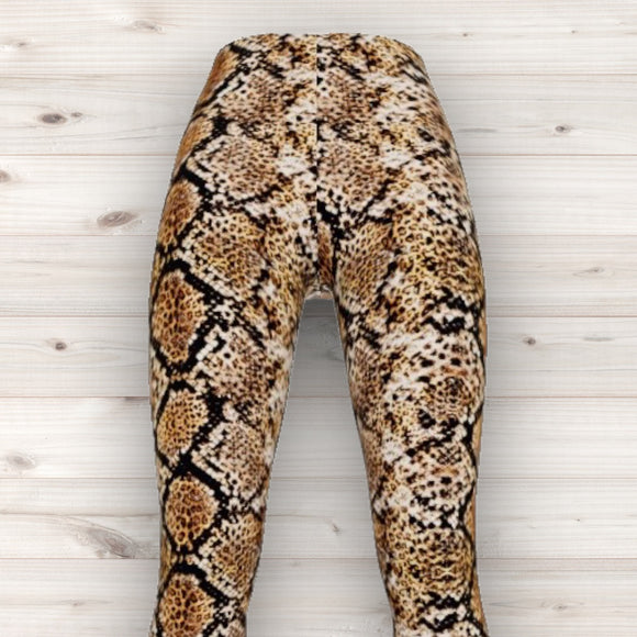 Men's Wrestling Tights - Brown Reptile Print