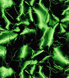 a green and black background with lots of lightning