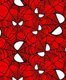 a red and white pattern with hearts on it