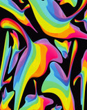 a multicolored abstract painting with a black background