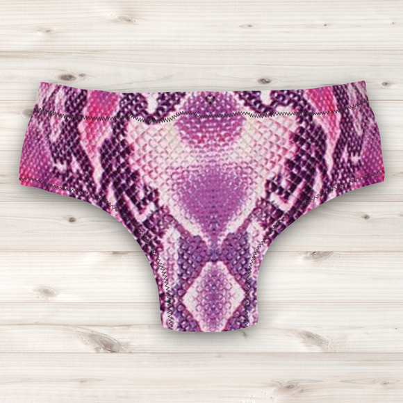 Men's Wrestling Trunks - Pink and White Reptile Skin Print