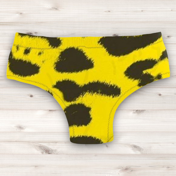 Men's Wrestling Trunks - Yellow Leopard Spot Print