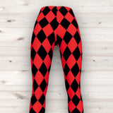 Men's Wrestling Tights - Red Harlequin Print