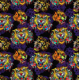 a colorful tiger pattern on a black background