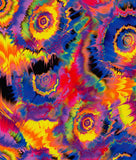 a multicolored tie - dyed background with a spiral design