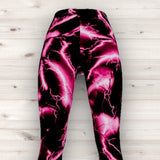 Men's Wrestling Tights - Pink Lightning Print