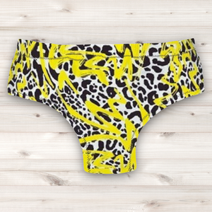 Men's Wrestling Trunks - Yellow Graffiti Print