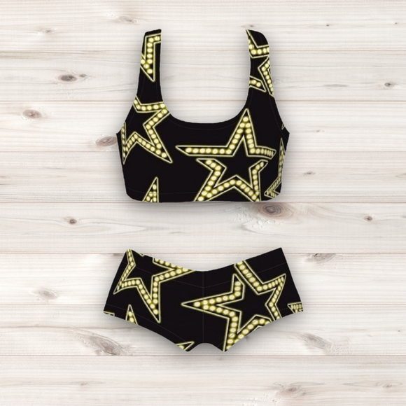 Women's Wrestling Crop Top and Booty Shorts Set - Showtime Print