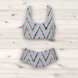 Women's Wrestling Crop Top and Booty Shorts Set - Wild Chevron Print