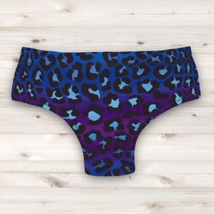 Men's Wrestling Trunks - Blue Ombre Animal Print