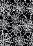 a black and white background with a spider web pattern