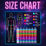 the size chart of a man's body in space