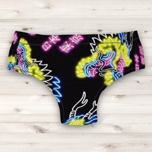 Men's Wrestling Trunks - Neon Dragon Print