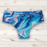 Men's Wrestling Trunks - Blue Marble Print