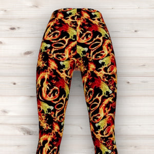 Men's Wrestling Tights - Fire Breather Print