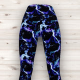 Men's Wrestling Tights - Purple Marble Lightning Print