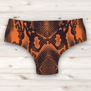 Men's Wrestling Trunks - Orange Reptile Skin Print