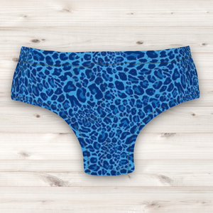 Men's Wrestling Trunks - Blue Cheetah Print